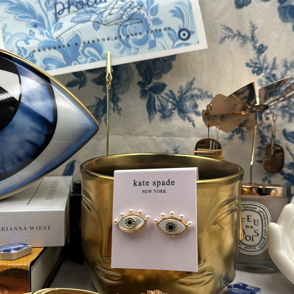🆕 KATE SPADE 🧿 NWT Evil Eye Statement Studs - Crystal & Pearl - Picture 15 of 15